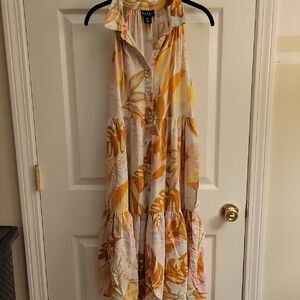 Nicole Miller Yellow Orange Halter Maxi Dress